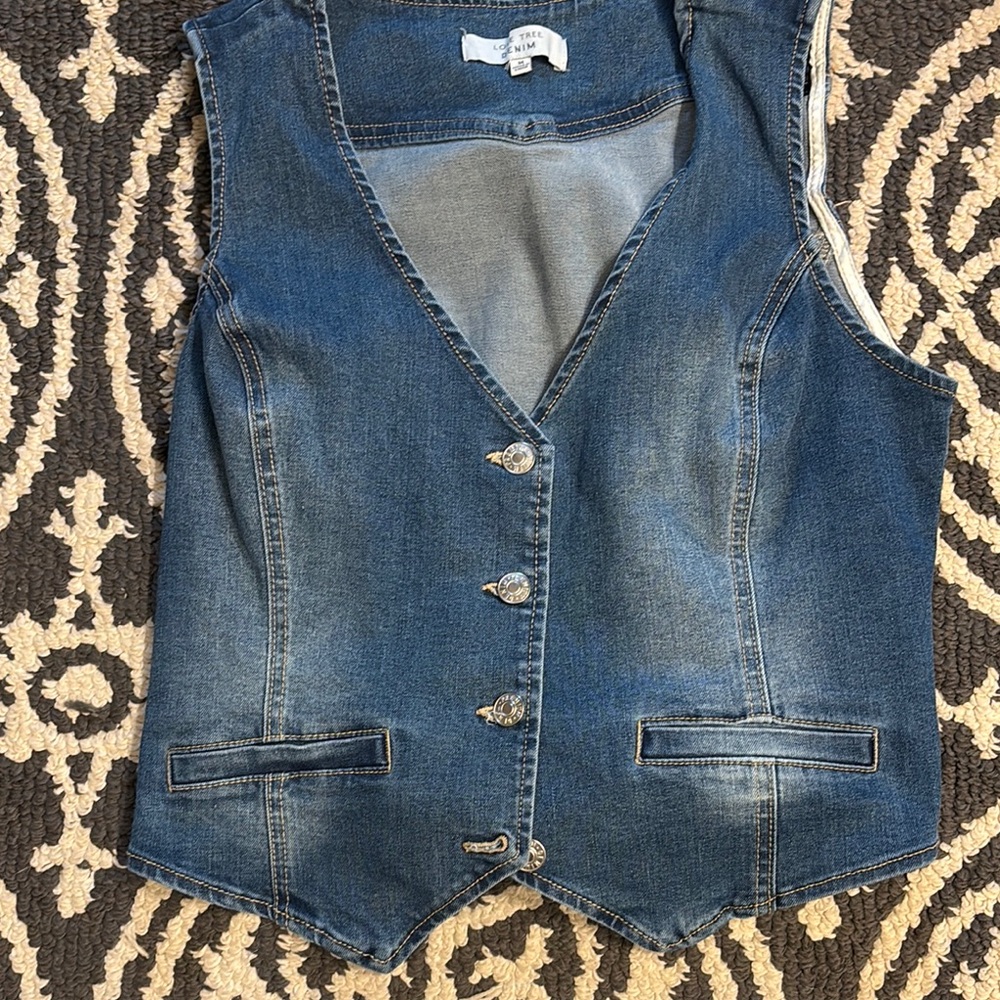 Love Tree Blue Denim Vest Cropped Tailored Fit